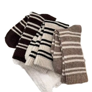 Striped Women's Mid-Calf <b>Socks</b> Thickened Warm Slouch Style For Autumn Winter Casual Wear Zhuji Made - Product Image 5