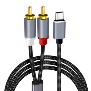 Câble audio coaxial <span class=keywords><strong>USB</strong></span> C vers <span class=keywords><strong>RCA</strong></span> mâle, adaptateur séparateur audio double <span class=keywords><strong>RCA</strong></span>, PVC doré, stock en sachet plastique pour applications de microphone et de moniteur - Product Image 1