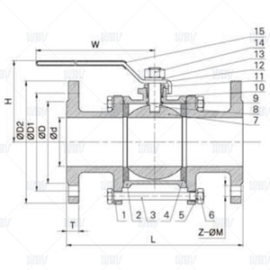 Válvula de bola con brida DIN 3PC Q41F-40P/R con tratamiento térmico FRAS, vástago sólido a prueba de explosiones - Product Image 2
