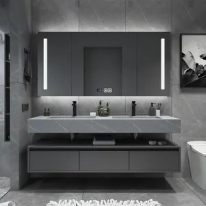 Vendita calda nuovo Design all'ingrosso fabbricazione di lusso commerciale doppio lavabo bagno vanità mobili vanità armadi