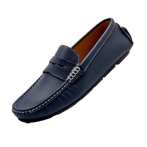 Mocassins de conduite pour hommes en <span class=keywords><strong>cuir</strong></span> souple <span class=keywords><strong>bleu</strong></span> <span class=keywords><strong>marine</strong></span> antidérapants, confortables à enfiler, style Penny Loafers et chaussures bateau - Product Image 1
