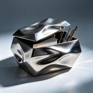 Modern Luxury Home Decor Factory Custom CNC Machined Metal <b>Storage</b> Box Stainless Steel Abstract Sculpture Desktop Crafts - Product Image 5