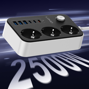 LDNIO se3631c EU Cắm 3 ổ cắm + 6 cổng sạc USB Ổ cắm điện ổ cắm máy tính để bàn sạc với dây mở rộng 2m - Product Image 4