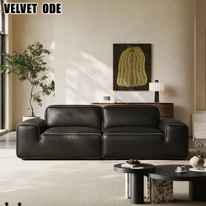 Canapé en cuir véritable noir <span class=keywords><strong>extra</strong></span> large moderne de luxe - Canapé de salon surdimensionné confortable et profond en peluche douce - Product Image 5