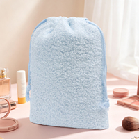 Bolsa de Cosméticos con Cordón, de Felpa Suave, con Espacio para Guardar Brochas de Maquillaje, Accesorios para el Cabello, Joyas y Artículos Pequeños