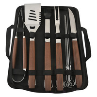 Ensemble de 9 ustensiles de barbecue en acier inoxydable, faciles à nettoyer, portables, pour camping en plein air, barbecue carré, pique-nique dans la cour