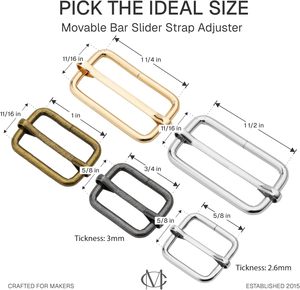 CRAFTMEMORE Triglide Slider Belt Keeper Movable Bar Slider <b>Strap</b> <b>Adjuster</b> Rectangle <b>Strap</b> Keeper Purse Making X Pcs Silver - Product Image 3