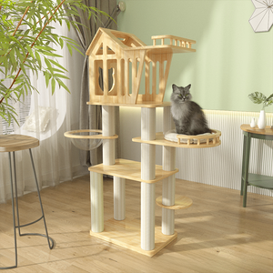 <span class=keywords><strong>Tour</strong></span> d'escalade pour chat en bois de luxe avec poteau à gratter, fermeture à bouton et design écologique pour chats - Product Image 2