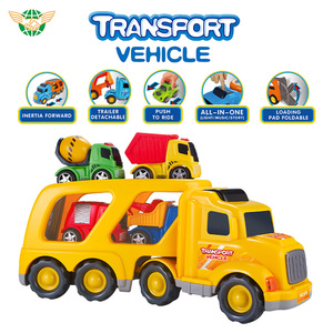 <span class=keywords><strong>Camion</strong></span> jouet d'ingénierie électrique <span class=keywords><strong>camion</strong></span> remorque à friction de grande taille avec lumière et son et 4 petites voitures à roues libres - Product Image 4