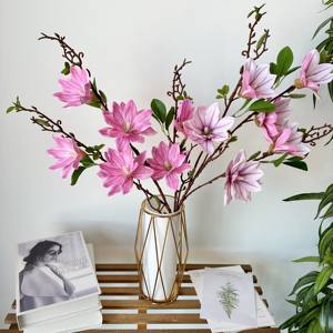 Simple 6 tête <span class=keywords><strong>millénaire</strong></span> magnolia décoration maison mariage <span class=keywords><strong>fleur</strong></span> artificielle en gros - Product Image 5
