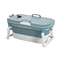 Portable 138X62X52cm Adulte Baignoire Pliante Grand Épaissir Autonome Bleu Sauna Baril Durable En Plastique Couvercle Outil Moderne Villa