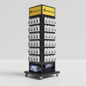 Kundenspezifischer, <span class=keywords><strong>4</strong></span>-seitiger, drehbarer Lochwand-Aufsteller aus Metall mit Haken zur Präsentation von Handyzubehör - Product Image 1