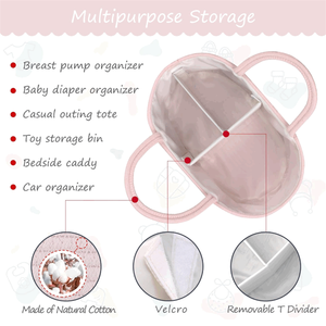 Organizador portátil <span class=keywords><strong>de</strong></span> pañales para bebé, cesta <span class=keywords><strong>de</strong></span> almacenamiento tejida con asa, regalos para baby shower. - Product Image 5