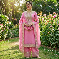 Ensemble de mariage indien en soie brodée avec des paillettes, prêt-à-porter traditionnel, longueur cheville, pour femmes
