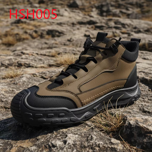Bottes de randonnée ZYF, Foggy Mountains, semelle en caoutchouc à adhérence supérieure, chaussures de randonnée en cuir nubuck noir/marron, HSH005 - Product Image 1