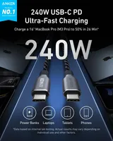 Cable USB C a USB C Anker Prime de 90 cm, Carga Rápida de 240 W para Android, Nailon con Durabilidad de 100 Años
