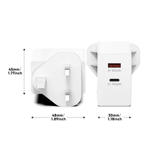 UKCA RoHs PD PPS GaN 65W <span class=keywords><strong>USB</strong></span>-C + <span class=keywords><strong>12W</strong></span> <span class=keywords><strong>USB</strong></span>-A <span class=keywords><strong>Adaptateur</strong></span> de voyage à double port Chargeur rapide pour Samsung <span class=keywords><strong>Apple</strong></span> <span class=keywords><strong>Adaptateur</strong></span> <span class=keywords><strong>secteur</strong></span> pour ordinateur portable Prise britannique - Product Image 1