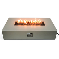Luxstar 56 \ "Table de foyer à gaz rectangulaire de jardin extérieur au design moderne avec 50000 BTU 28 pouces housse de protection en roches de lave grises