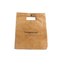 Sacs de conservation pour vêtements en papier kraft DuPont, scellés en aluminium, avec poignée découpée, logo créatif sérigraphié, lavables, pour aliments