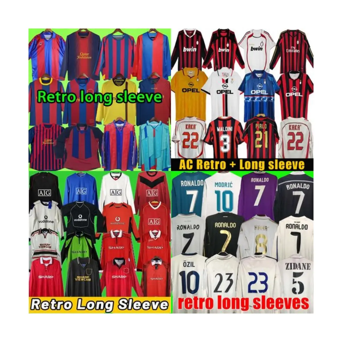 High Quality Retro Long Sleeve Soccer Jersey Vintage Football Jerseys