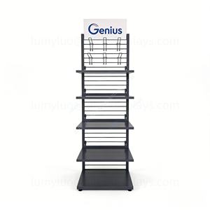 Support d'affichage métallique réglable avec étagères et crochets, montage DIY, étagère au sol pour consoles de jeux, accessoires de téléphone - Product Image 3