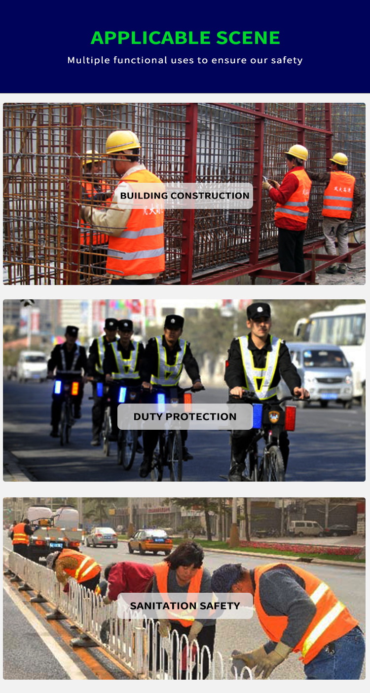 High Visible Security reflective work vest Guard Reflective striping protective work vest