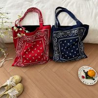 Nouvel Arrivage Sac Fourre-tout en Toile Imprimé Paisley Motif Fleur de Cachemire Style Ethnique Polyvalent Grande Capacité Sac à Bandoulière et Porté Épaule
