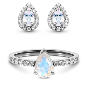 Anillo de Compromiso de Plata de Ley 925 con Baño de Rodio, Forma Redonda de 8mm, Piedra Lunar Arcoíris, Oro Rosa, Estilo Cristiano Clásico - Product Image 3