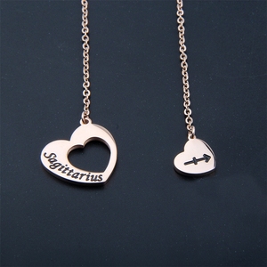 Collar con colgante de corazón en oro rosa, éxito de ventas transfronterizo, para los 12 signos del zodiaco, de acero inoxidable, regalo de cumpleaños con inicial en <span class=keywords><strong>Y</strong></span> - Product Image 4