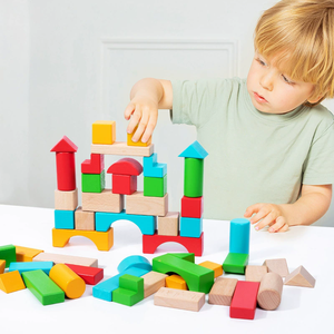 HY Blocchi di Costruzione in <span class=keywords><strong>Legno</strong></span> Massiccio, 100 Pezzi, Gioco Educativo Digitale per Bambini di 2-3-4 Anni - Product Image 3