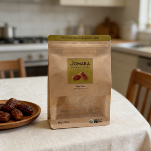 Sachet en papier kraft refermable, écologique et recyclable de 400g, à fond plat, pour le stockage des dattes <span class=keywords><strong>Segai</strong></span> et des collations quotidiennes - Product Image 4