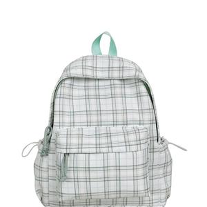 Petit sac à dos léger et polyvalent de style écolière, à carreaux bleu clair, idéal pour l'école primaire, les cours quotidiens et les sorties. - Product Image 5