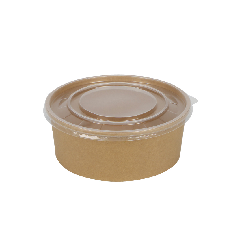 food grade disposable takeaway kraft salad paper bowl with transparent lid
