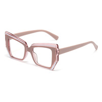 Gafas Retro de Ojo de Gato, Monturas Poligonales Coloridas, Anti Luz Azul, Lentes Planas, Mujer 3037-2