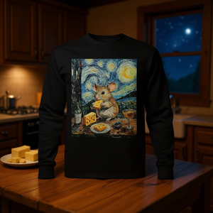 Camiseta de manga larga con estampado de noche estrellada estilo Van Gogh de Cute Mouse Rat - Product Image 3