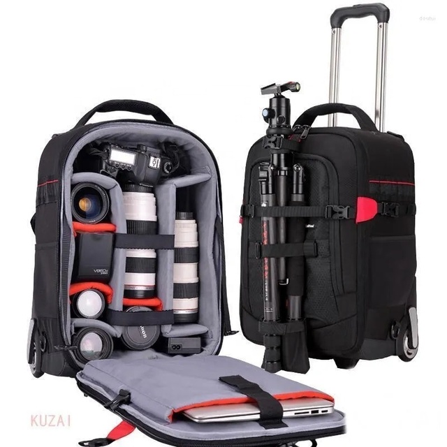Trolley Case Camera Bag Convertible Rolling Camera Backpack Waterproof Travel Suitcase Wheels Carry on Luggage