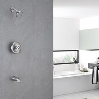 Ensemble douche à effet pluie avec pommeau de douche et poignée, mitigeur mural à trois fonctions, kit de garniture de douche avec valve rugueuse