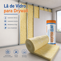 Rouleau de laine de verre acoustique et thermique La De Vidro pour isolation des murs, des plafonds et des toitures, isolation thermique ignifuge