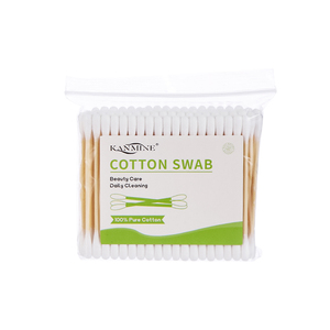 100pcs Eco-Friendly Bamboo <b>Cotton</b> Swabs Strong Liquid Absorption Daily Cleaning Stick Custom Green Bag Degradable Fine Care - Product Image 5