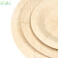 Assiettes en bois de bambou jetables biodégradables du nouvel an ensembles de vaisselle carrés et ronds en feuille de palmier pour les fêtes