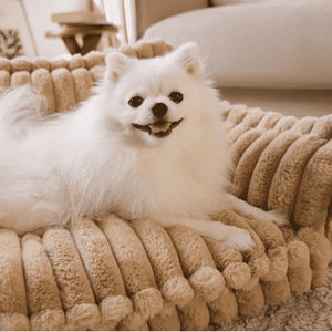 Peluş çizgili yumurta şekli Pet yatak, kaymaz alt ile nefes bambu kedi köpek evi, 4-sezon <span class=keywords><strong>s</strong></span>ıcak rahat yuva - Product Image 6