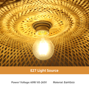 Handmade Dệt Mặt Dây Chuyền Đèn Nhà Hàng Trung Quốc Trang Trí Chiếu Sáng E27 Bóng Đèn Tre Đèn Chùm Sáng Tạo Mây Mặt Dây Chuyền Ánh Sáng - Product Image 4