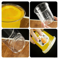 Gobelets jetables personnalisés de haute qualité avec logo imprimé, 100% recyclables en plastique PET, avec couvercle, pour jus et café