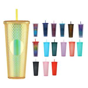 Gobelet en plastique orné de strass, multicolores, avec logo personnalisé, dégradé, entrepôt américain, couleurs mélangées, sans BPA, 24 oz, PE, boîte blanche, tasses - Product Image 6