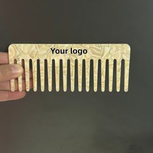 KL BSCI 監査済み工場 卸売 カスタムロゴ 4mm 韓国 女性 女の子用 ワイドトゥース ヘアコーム 酢酸セルロース エコ アセテートヘアコーム - Product Image 1