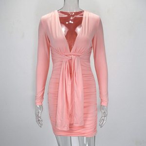 ADYABY mameluco mujeres Vestidos <span class=keywords><strong>Mujer</strong></span> Baile Caliente vestido <span class=keywords><strong>de</strong></span> noche con cuello en V y manga larga <span class=keywords><strong>de</strong></span> Vestidos <span class=keywords><strong>de</strong></span> Club - Product Image 4