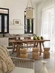 Leverin Benmei Wabi-Sabi 2.8m Natural <b>Wood</b> Color Elm Dining <b>Table</b> Distressed Vintage All-<b>Solid</b> Rectangular Living Room - Product Image 2