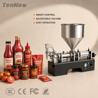 Machine de remplissage de sauce tomate pneumatique multifonction contrôlée par PLC pour bouteilles, bocaux et conteneurs