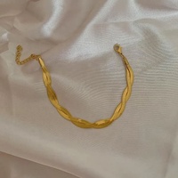Bracelet tendance hip-hop en acier inoxydable ajustable à plusieurs rangs, double torsion, chaîne serpent plate en or 18 carats