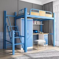 HUIYANG Mobilier Scolaire Lits de Dortoir Superposés en Métal pour Adultes et Étudiants, Lit Mezzanine avec Bureau